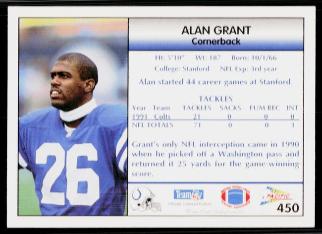 1992 Pacific Alan Grant Football Card #450