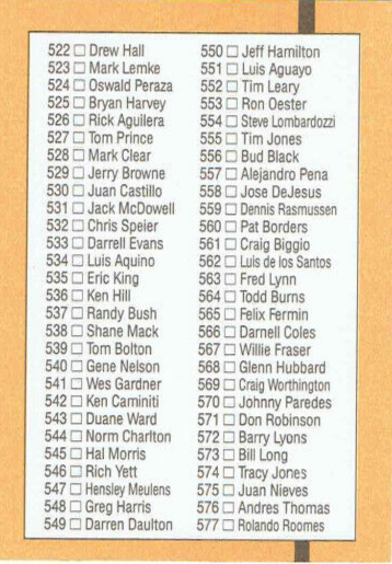 1989 Donruss Checklist 468-577 Baseball Card #500