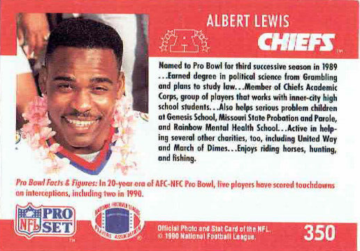 1990 NFL Pro Set Albert Lewis Football Card #350