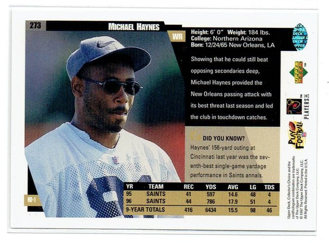 1997 Upper Deck Michael Haynes Football Card #273