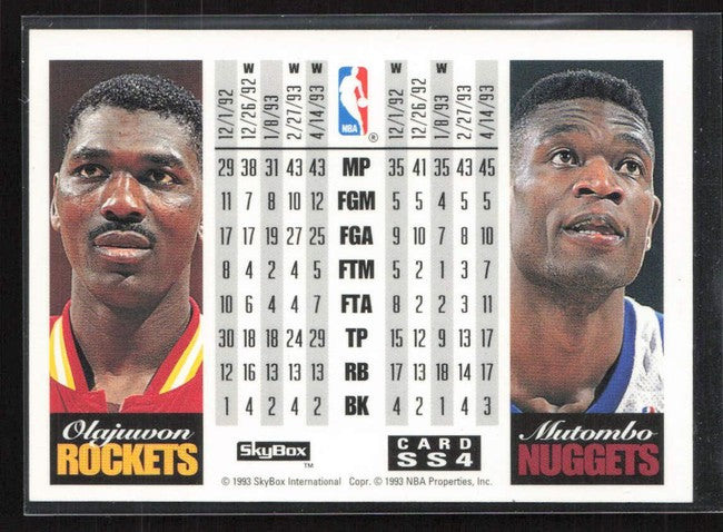 1993 Skybox Showdown Series Olajuwon vs Mutombo Basketball Card #SS4