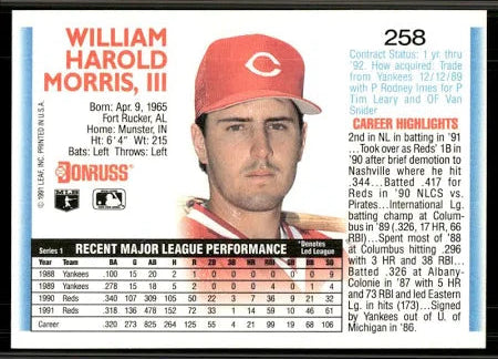 1992 Donruss William Harold Morris III Baseball Card #258