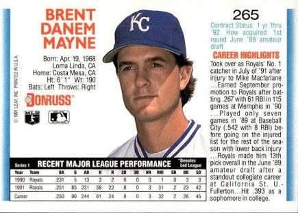 1992 Donruss Brent Danem Mayne Baseball Card #265