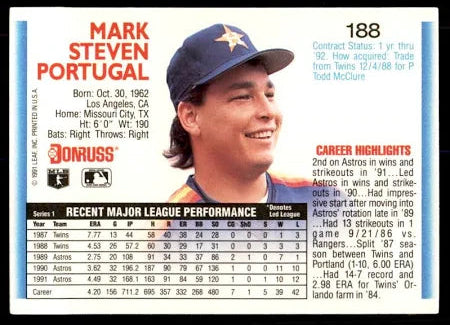 1992 Donruss Mark Steven Portugal Baseball Card #188