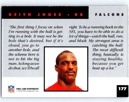 1991 NFL Pro Line Portraits Keith Jones Football Card #177