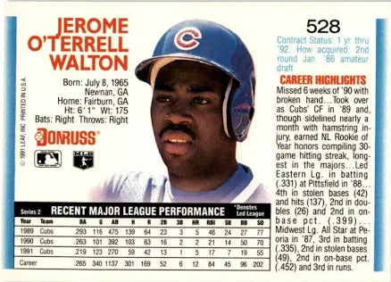 1992 Donruss Jerome O'Terrell Walton Baseball Card #528