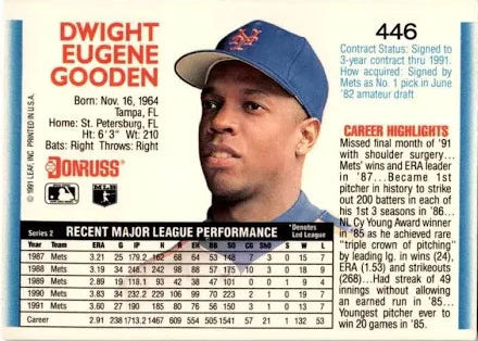 1992 Donruss Dwight Eugene Gooden Baseball Card #446