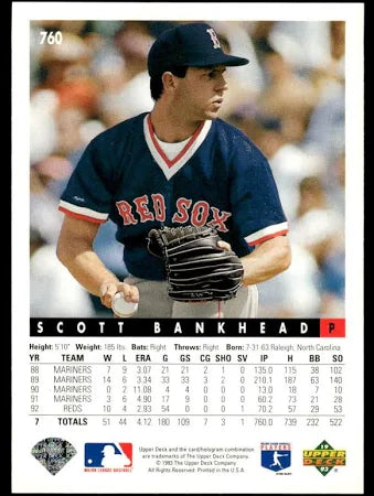 1993 Upper Deck Scott Bankhead Baseball Card #760