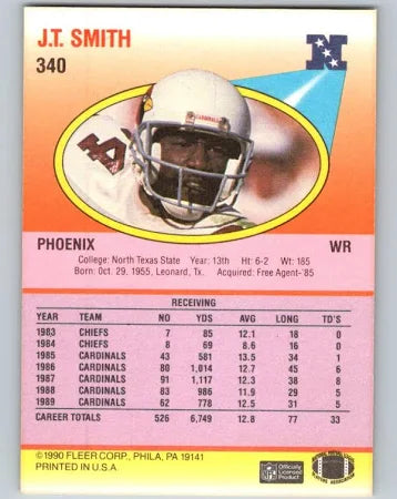 1990 Fleer J.T. Smith Football Card #340