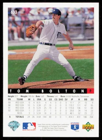 1993 Upper Deck Tom Bolton Baseball Card #633