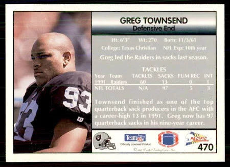 1992 Pacific Greg Townsend Football Card #470