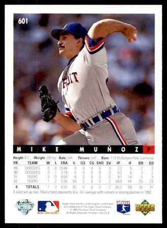 1993 Upper Deck Mike Munoz Baseball Card #601