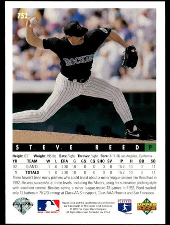 1993 Upper Deck Steve Reed Baseball Card #752