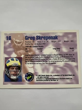 1992 Classic Draft Picks Greg Skrpenak Baseball Card #16