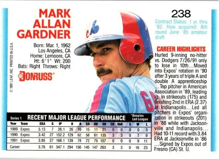 1992 Donruss Mark Allan Gardner Baseball Card #238