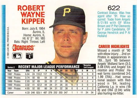 1992 Donruss Robert Wayne Kipper Baseball Card #622