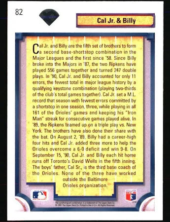 1992 Upper Deck Cal J.R. & Billy Baseball Card #82