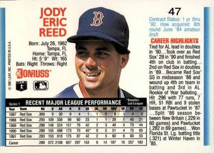 1992 Donruss Jody Eric Reed Baseball Card #47