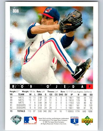 1993 Upper Deck Bob Ojeda Baseball Card #808