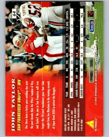 1995 Pinnacle John Taylor Football Card #64