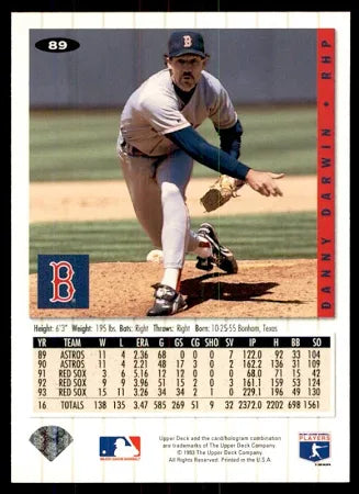1993 Upper Deck Danny Darwin Baseball Card #89