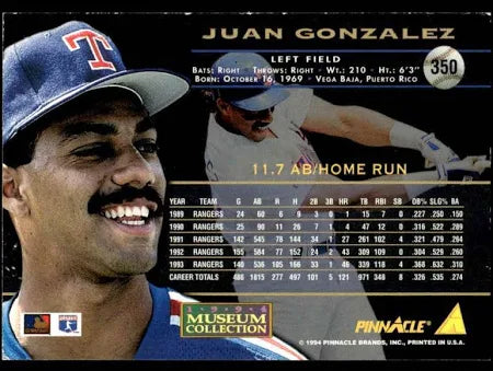 1994 Pinnacle Juan Gonzalez Baseball Card #350