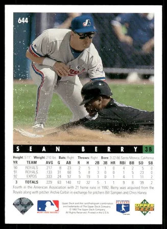 1993 Upper Deck Sean Berry Baseball Card #644