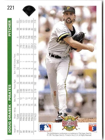 1991 Upper Deck Doug Drabek Baseball Card #221