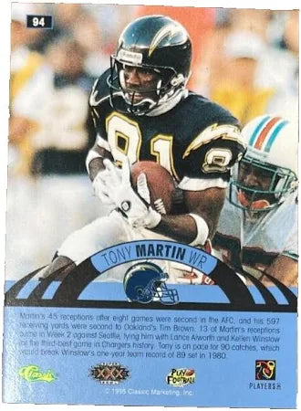 1995 Classic Tony Martin Football Card #94
