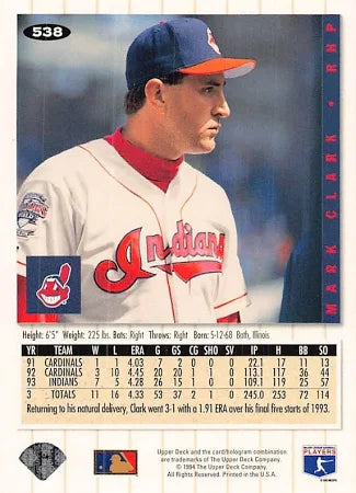 1994 Upper Deck Collectors Choice Mark Clark Baseball Card #538