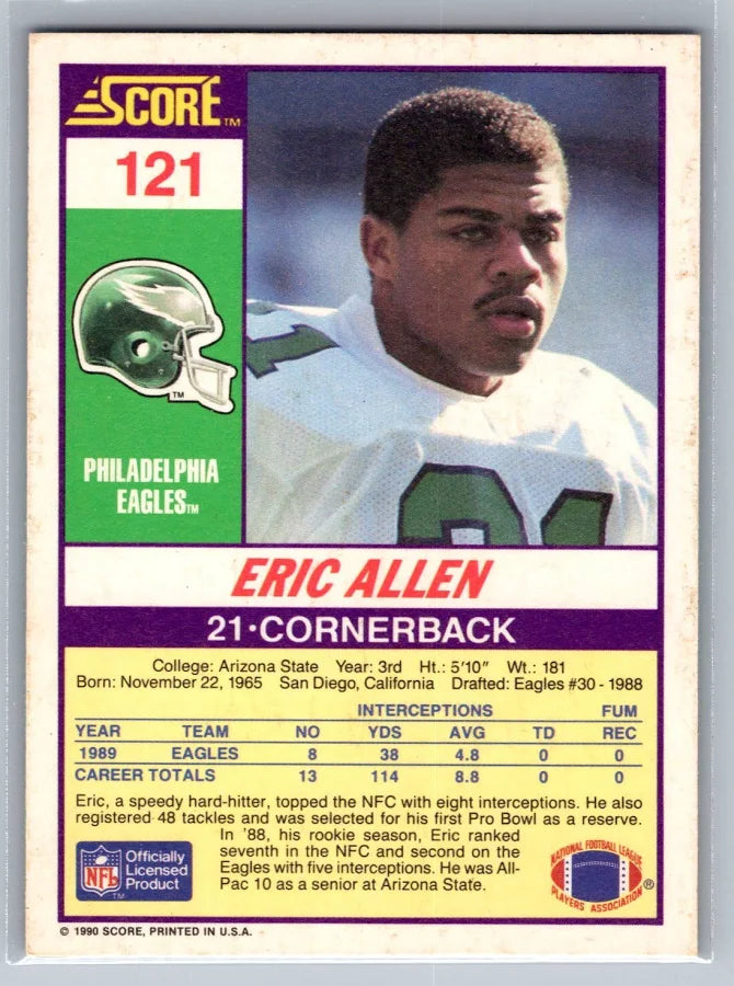 1990 Score Eric Allen Football Card #121
