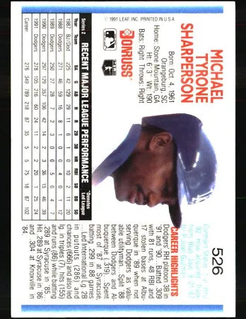 1992 Donruss Michael Tyrone Sharperson Baseball Card #526