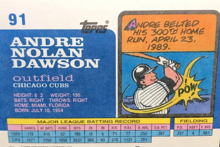 1990 Topps Andre Nolan Dawson Baseball Card #91
