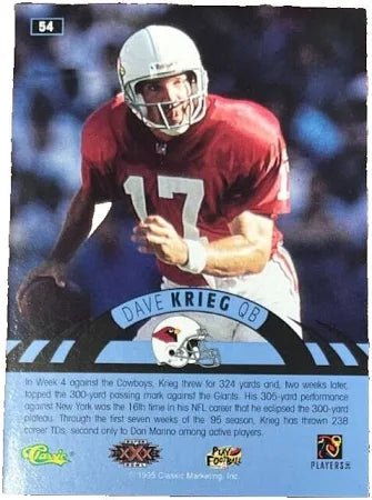 1995 Classic Dave Krieg Football Card #54