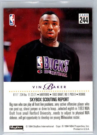 1994 Skybox Premium Edition Vin Baker Basketball Card #244