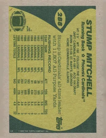 1989 Topps Stump Mitchell Football Card #288
