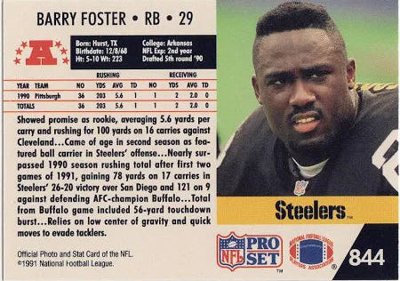 1991 NFL Pro Set Barry Foster Football Card #844