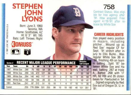 1992 Donruss Stephen John Lyons Baseball Card #758