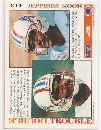 1992 Score Double Trouble Warren Moon, Haywood Jefferies Football Card #413