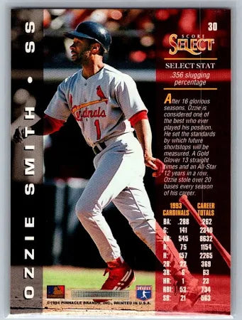 1994 Score Select Ozzie Smith Baseball Card #30