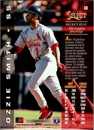 1994 Score Select Ozzie Smith Baseball Card #30