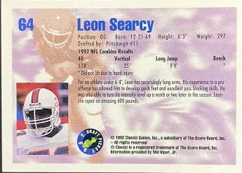 1992 Classic Draft Picks Leon Searcy Football Card #64