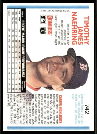 1992 Donruss Timothy James Naehring Baseball Card #742