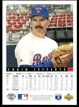 1993 Upper Deck Craig Lefferts Baseball Card #718