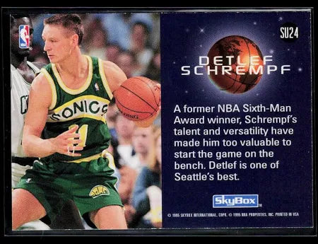 1995 Skybox Slammin Universe Detlef Schrempf Basketball Card #SU24