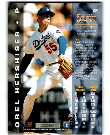 1994 Score Select Orel Hershiser Baseball Card #134