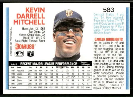 1992 Donruss Kevin Darrell Mitchell Baseball Card #583