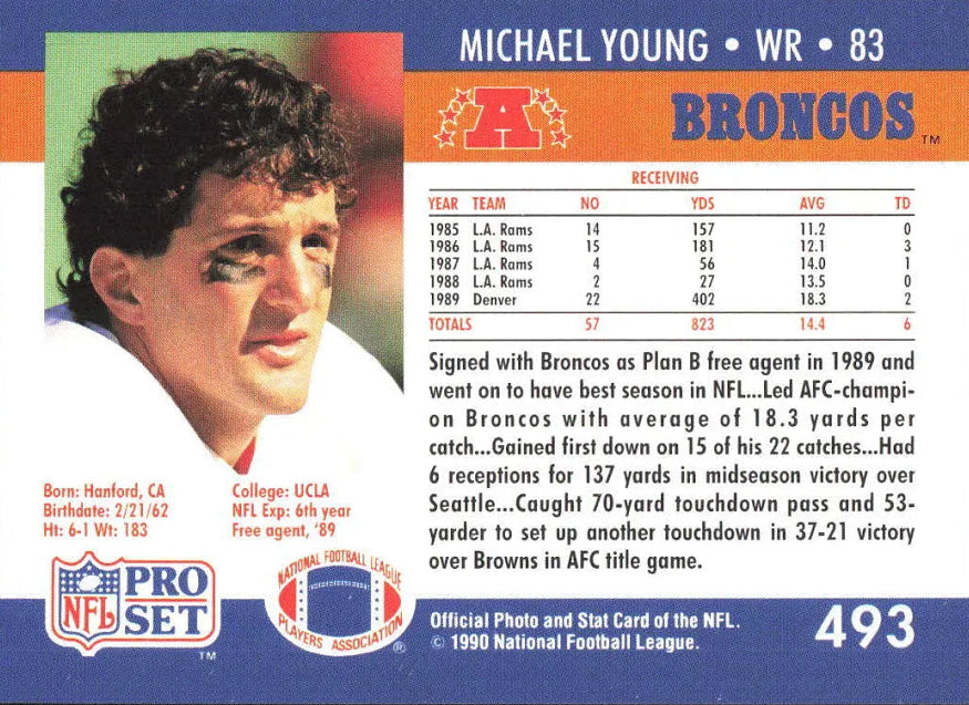 1990 NFL Pro Set Michael Young Football Card #493