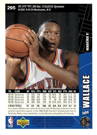 1996 Upper Deck Collectors Choice John Wallace Basketball Card #295