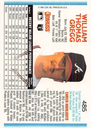 1992 Donruss William Thomas Gregg Baseball Card #485